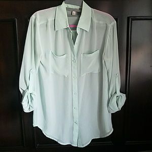 Teal Chiffon-like Blouse